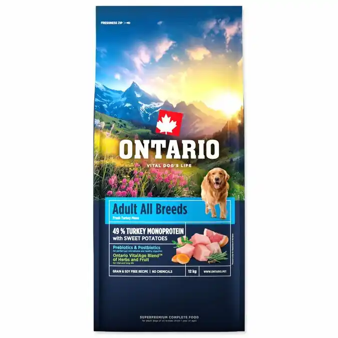 Pouze Dnes Ontario Adult All Breeds Monoprotein Turkey & Sweet Potatoes 12kg
