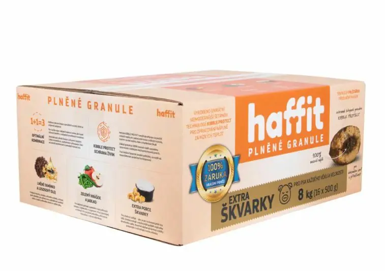 Haffit plněné granule škvarky 8 kg Výhodná Nabídka