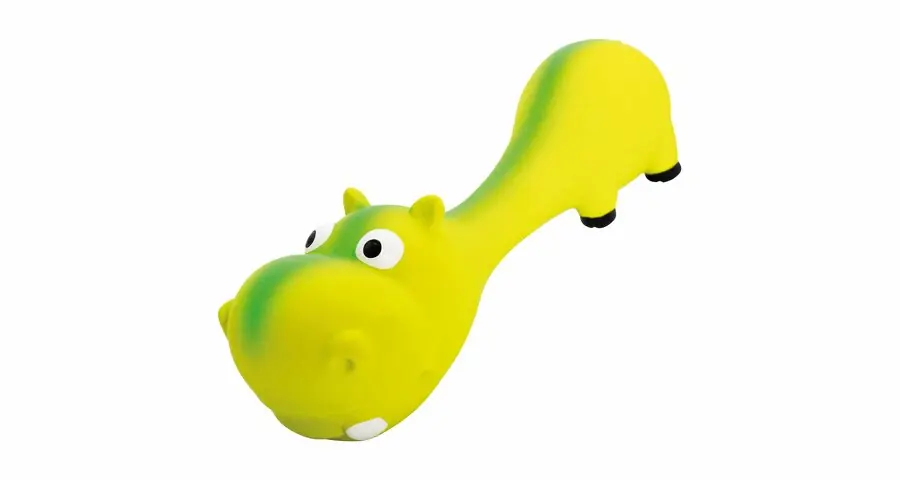 Sezónní Sleva Hrošík ležící – tvar činky, se zvukem, 22 cm, latex, zelená, HipHop