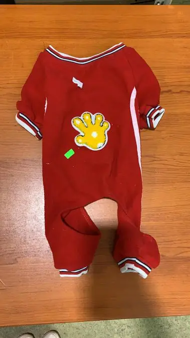 Fleecová kombinéza Teddy červená s tlapkou Zlevněný