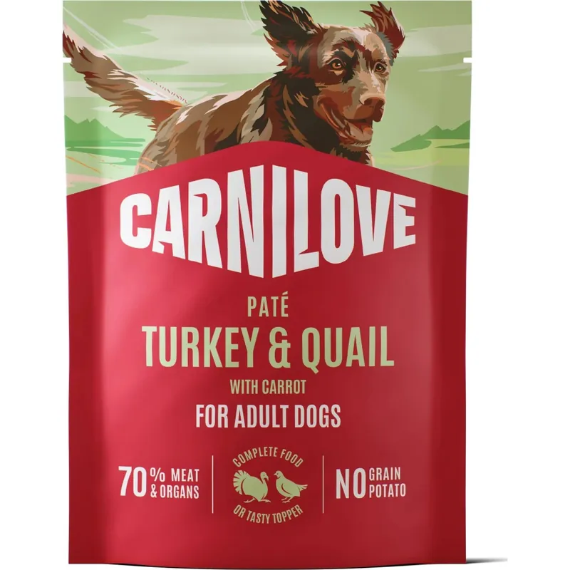 Akce Carnilove Dog Pouch Paté Turkey & Quial with Yellow Carrot 300 g
