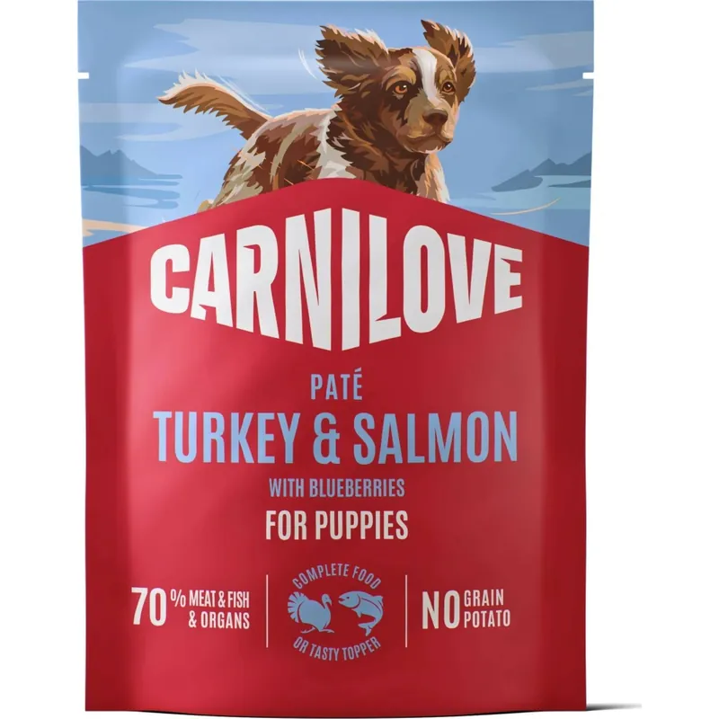 Oblíbený Carnilove Dog Pouch Paté Turkey & Salmon with Blueberries for Puppies 300 g