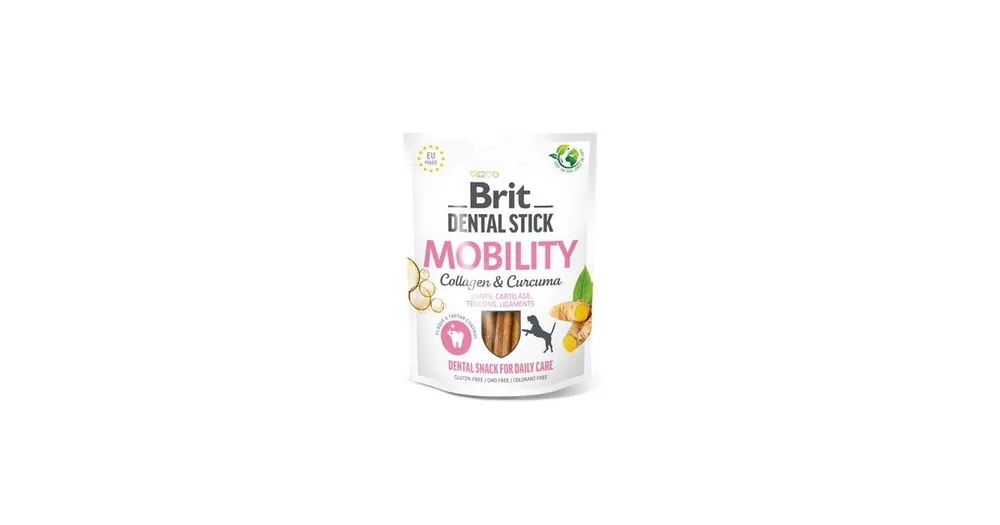 Víkendová Akce Brit Dog Dental Stick Mobility Curcuma&Collagen 7ks